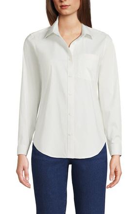 Lands End Cooling Button Front Shirt in White at Nordstrom, Size X-Large
