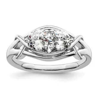 Diamond2Deal Sterling Silver Rhodium-plated Cubic Zirconia Ring