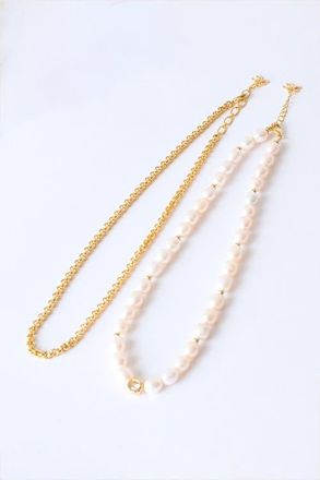 Classicharms Ella Freshwater Pearl Necklace Set in Gold/clear at Nordstrom