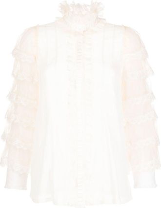 Shiatzy Chen ruffled mulberry silk blouse - women - Mulberry Silk/Polyamide/Mulberry Silk - 38 - White