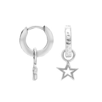 Dower & Hall Hammered Star Charm Huggie Hoops