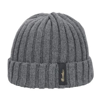Borsalino Accessories, unisex, Gray, ONE SIZE, Eco Cashmere Ribbed Cuff Beanie