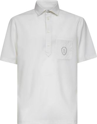 Brunello Cucinelli Ivoor Wol Polo Shirt Solomeo Crest - Heren - Polos - Beige - XL - Wol - Tops