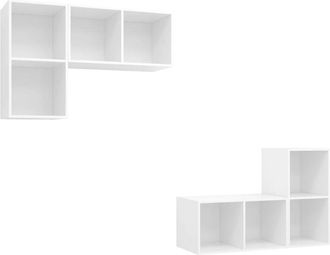 vidaXL Wall-mounted tv Cabinets 4 pcs White Engineered Wood Vidaxl