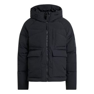 adidas Solid Color Long Sleeves Down Zipper Jacket Asia Sizing Black HN9930