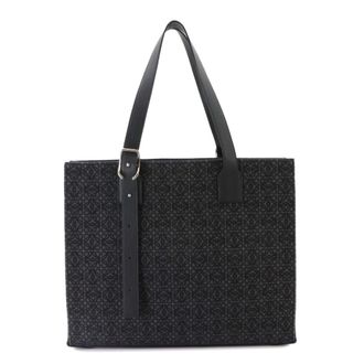 Loewe Black Canvas Leather Handbag Tote Bag (Pre-Owned)