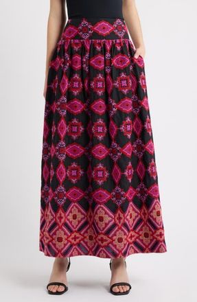 Ciebon Deana Embroidered Cotton Skirt in Magenta Multi at Nordstrom, Size X-Small