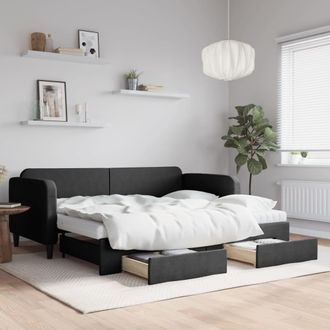 vidaXL Vidaxl - Sof&aacute; Cama Nido Con Cajones Tela Negro 90x200 Cm