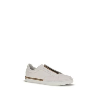 Fendi Mens White Calf Leather Bos Taurus Low Top Sneakers