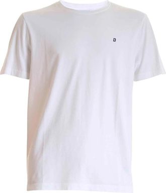 Dondup T-shirt met logo-borduursel en ronde hals - Heren - T-shirts - Wit - L - Katoen - Tops