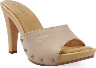 Candie's Antonella Slide Sandal in Beige Leather at Nordstrom, Size 11