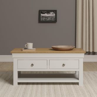 Seconique Bordeaux 2 Drawer Coffee Table (Fully Assembled) in Ivory