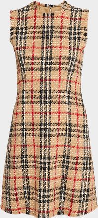 Burberry Abigail Check Wool-Blend Boucl&eacute; Mini Dress