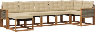 vidaXL Conjunto De Sof&aacute;s De Exterior 7 Uds. Natural Y Beige Vidaxl