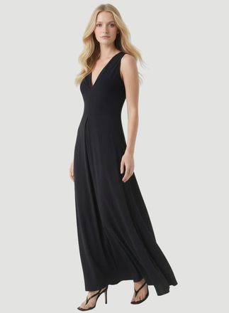 Majestic Filatures Supima Cotton V-Neck Maxi Dress in Noir at Nordstrom, Size 4