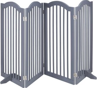 Relaxdays Relaxdays - Barrera Seguridad Perros, 4 Paneles, Alto 92 Cm, Valla Protecci&oacute;n Mascotas, Plegable, 92x205 Cm, Gris