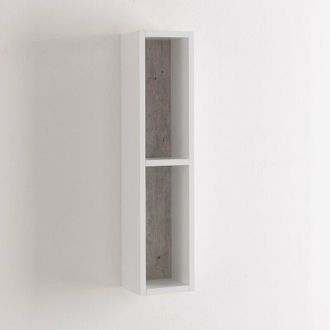 TFT Home Furniture Pensile a Giorno 2 Vani da Soggiorno 17,5x16x78,2 cm TFT Belsk Bianco e Cemento