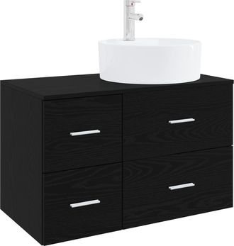 vidaXL Juego De Muebles De Ba&ntilde;o 2 Uds. Roble Negro Vidaxl