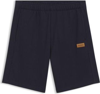 HUGO BOSS Regular-fit shorts in cotton with suede logo badge