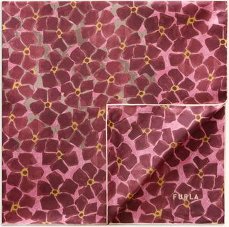 Furla Tortona Carré Toni Rubino Multicolour Tile Flower Print Silk Twill Woman