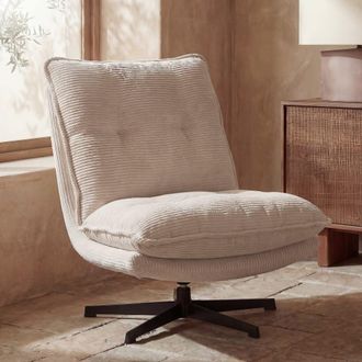 Maisons du monde Sill&oacute;n giratorio de tela de pana beige