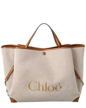 Chlo&eacute; Clover Double Carry Canvas & Leather Tote