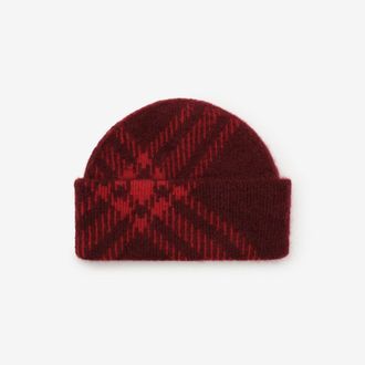 Burberry Check Mohair Wool Blend Beanie