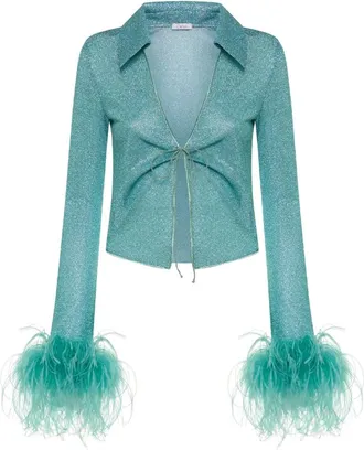 Os&eacute;ree Overhemden, Dames, Blauw, M, Lumi&egrave;re Plumage Slim Shirt