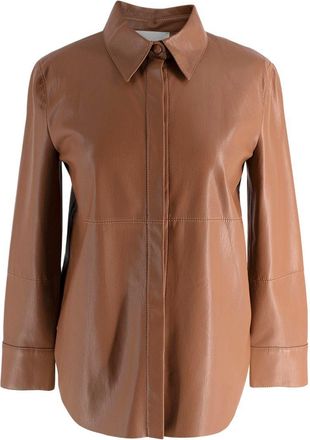 Nanushka Milk Chocolate Brown Faux Leather Shirt/Jacket Size XS
