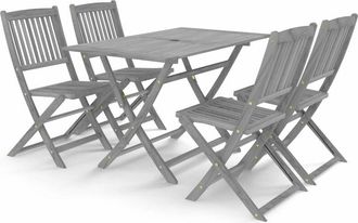 vidaXL Vidaxl - Juego de comedor de jardín 5 pzas madera maciza de acacia gris