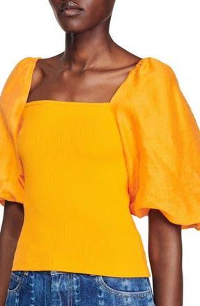 Sandro Beauvoisin Puff Sleeve Top in Orange at Nordstrom Rack, Size 1 (Fits Like 2-4 Us) / 36 Eu
