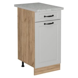 Vicco Mueble Bajo De Cocina R-line, Blanco Casa De Campo, 40 Cm Et M&aacute;rmol, Vicco