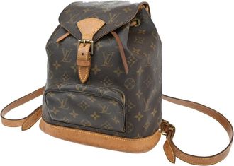 Louis Vuitton Montsouris Backpack Monogram Canvas Brown Leather Backpack Bag (Pre-Owned)