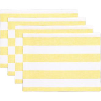Solino Home Linen Placemats - Cabana Stripe, 14 x 19 in Primrose Yellow And White at Nordstrom, Size Medium