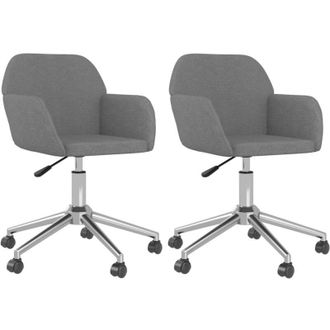 vidaXL Sillas De Comedor Giratorias 2 Unidades Tela Gris Claro Vidaxl