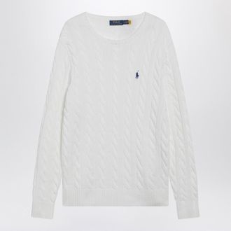 Polo Ralph Lauren White Cable Knit Cotton Sweater