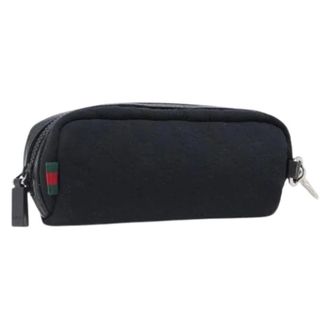 Gucci Pre-owned Vintage GG Canvas Pouch - Dames - Pre-owned - Zwart - Maat: ONE Size Leer