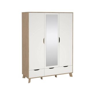 Dmora Armario 2 Puertas Christiana, Muebles De Dormitorio, Vestidor, Armario De Ropa, 147x58 H201 Cm, Roble Y Blanco - Dmora