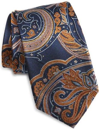Nordstrom Paisley Silk Tie in Navy- Rust at Nordstrom