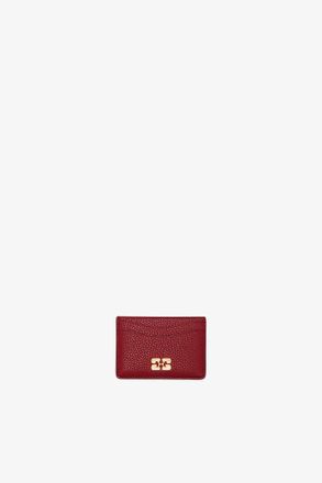 Ganni Dark Red Bou Card Holder in Grained