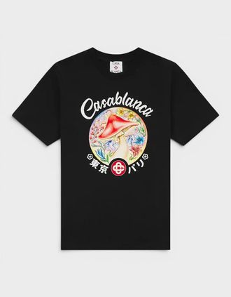 Casablanca Mens Mushroom Emblem Printed T-Shirt Black - Size: 42