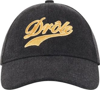 Dr&ocirc;le de Monsieur Baseballcap met geborduurd detail - Heren - Accessoires - Zwart - Maat: ONE Size Katoen