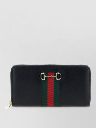 Gucci horsebit web leather clutch wallet