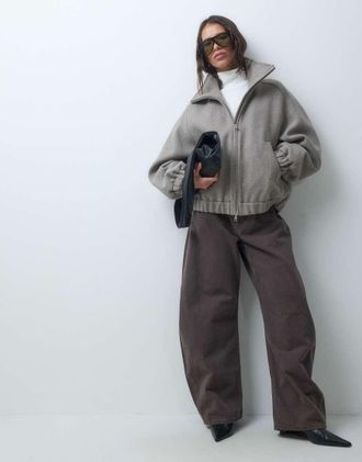 Arket bomber in lana con collo a imbuto grigio