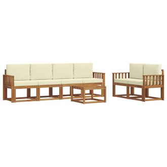 vidaXL Conjunto De Sof&aacute;s De Exterior Con Coj&iacute;n 7 Pcs Natural Y Crema Vidaxl