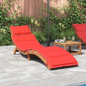 vidaXL Vidaxl - Tumbona Con Coj&iacute;n Rojo Madera Maciza De Acacia