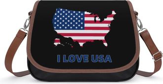 Generic I Love U.S.A Crossbody Bags for Women Fashion Leather Shoulder Handbags With Adjustable Strap