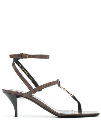 Saint Laurent Cassandra leren sandalen - Bruin