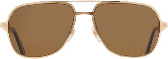 Cartier Santos de Cartier Brown with Light Mirror Navigator Mens Sunglasses CT0165S 011 60