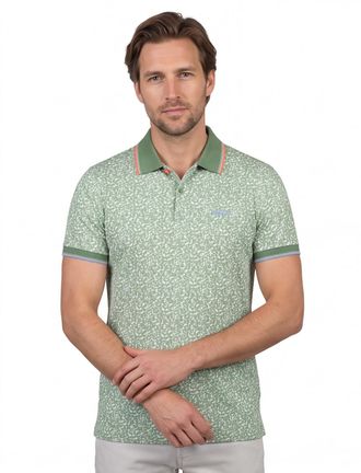 N-Z-A- NEW ZEALAND AUCKLAND Poloshirt New Zealand katoen groen kleine blaadjes print